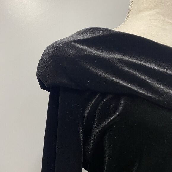 WAVERLY GREY S Black Velvet Off Shoulder Asymmetrical Blouse Whimsigoth Evening - Picture 14 of 15